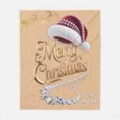 かわいいクリスマスの帽子 フリースブランケット (正面)