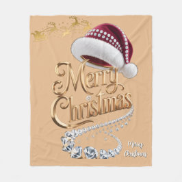かわいいクリスマスの帽子 フリースブランケット