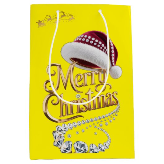 かわいいクリスマスの帽子 ミディアムペーパーバッグ (正面)