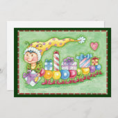 かわいいクリスマスの幼虫列車プレゼント付き シーズンカード (正面/裏面)