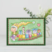 かわいいクリスマスの幼虫列車プレゼント付き シーズンカード (スタンド正面)