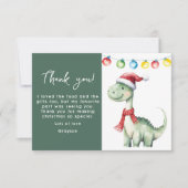 かわいいクリスマスの恐竜 サンキューカード (正面)