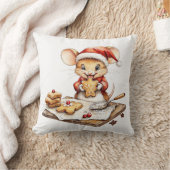 かわいいクリスマスの料理をするネズミ クッション (ブランケット)