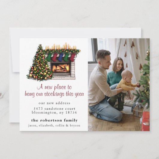 かわいいクリスマスの新しいホーム写真の動く告知 招待状 (正面)