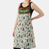 かわいいクリスマスの木と雪 エプロン (インサイチュ)