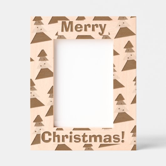 かわいいクリスマスの木柄 レーザー彫刻フレーム (正面)