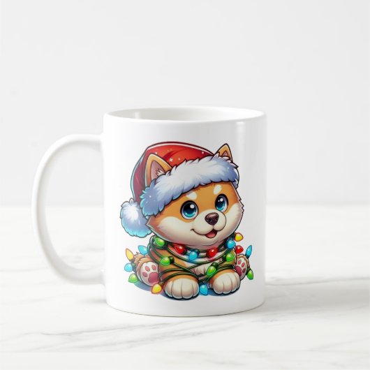 かわいいクリスマスの柴犬マグカップ コーヒーマグカップ (左)
