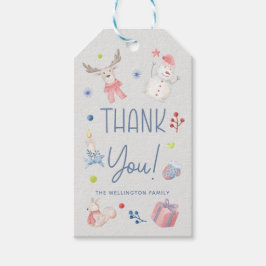 かわいいクリスマスの水の色のスクリプトホリデーサンキュー ギフトタグ