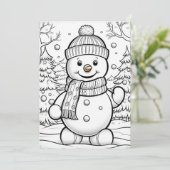 かわいいクリスマスの水色の雪だるまにメッセージの子供を追加 シーズンカード (スタンド正面)