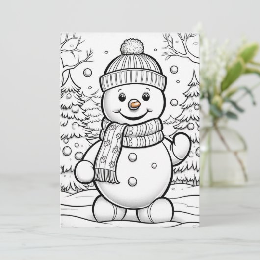 かわいいクリスマスの水色の雪だるまにメッセージの子供を追加 シーズンカード (スタンド正面)