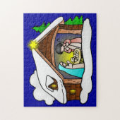 かわいいクリスマスの漫画の出生 ジグソーパズル (縦)