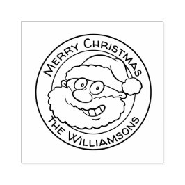 かわいいクリスマスの漫画サンタファミリーの挨拶 ラバースタンプ