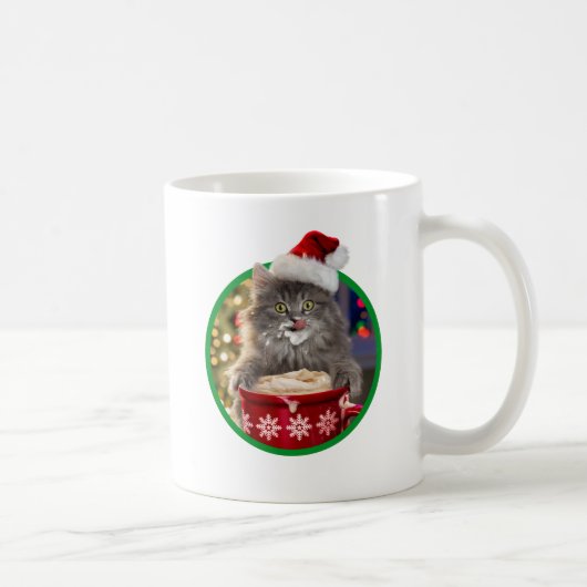 かわいいクリスマスの熱いココア子猫 コーヒーマグカップ (右)
