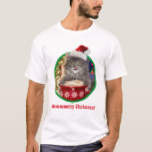 かわいいクリスマスの熱いココア子猫 Tシャツ (正面)