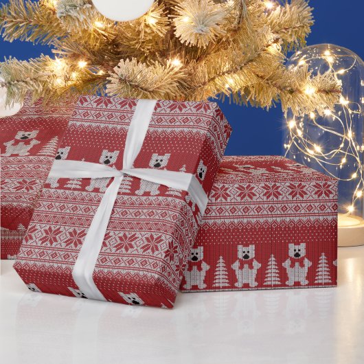 かわいいクリスマスの牛の包装紙 ラッピングペーパー (クリスマス)