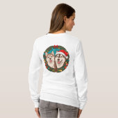 かわいいクリスマスの犬たち クリスマスサークル Tシャツ (裏面フル)