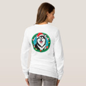 かわいいクリスマスの犬のクリスマス円形デザイン Tシャツ (裏面フル)