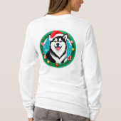 かわいいクリスマスの犬のクリスマス円形デザイン Tシャツ (裏面)