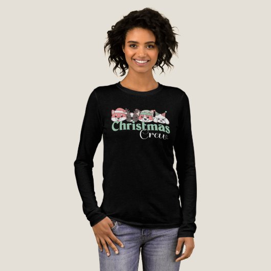 かわいいクリスマスの犬の仲間たち トライブレンドTシャツ (正面全体)