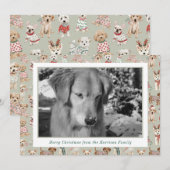 かわいいクリスマスの犬の写真 シーズンカード (正面/裏面)
