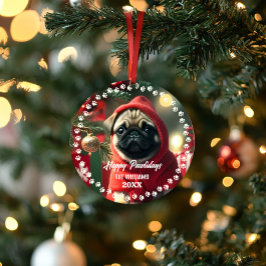 かわいいクリスマスの犬幸せな休日の写真のオーナメント オーナメント
