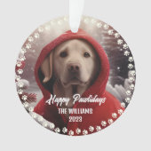 かわいいクリスマスの犬幸せな休日両面2枚の写真 オーナメント (正面)