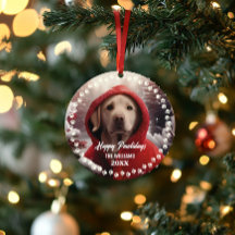 かわいいクリスマスの犬幸せな休日両面2枚の写真