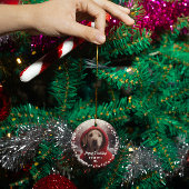 かわいいクリスマスの犬幸せな休日両面2枚の写真 オーナメント