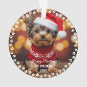 かわいいクリスマスの犬幸せな休日両面2枚の写真 オーナメント (裏面)