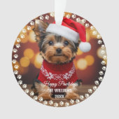 かわいいクリスマスの犬幸せな休日両面2枚の写真 オーナメント (正面)