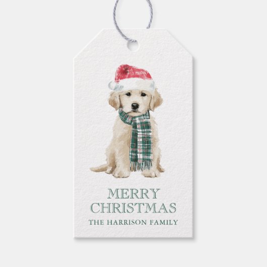 かわいいクリスマスの犬 ギフトタグ (正面)