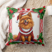かわいいクリスマスの犬 クッション (ブランケット)