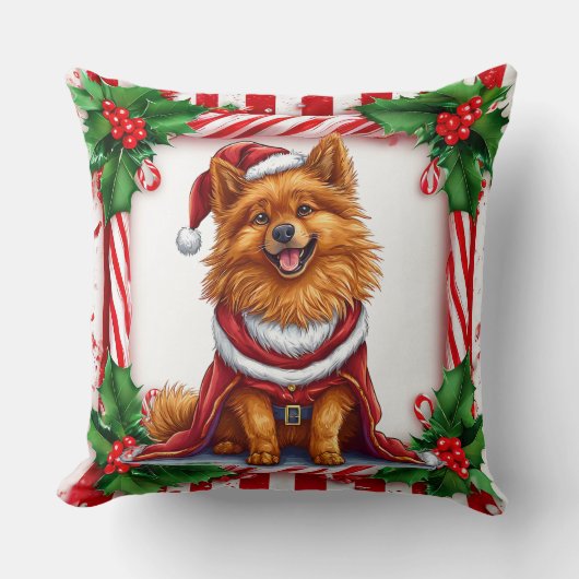かわいいクリスマスの犬 クッション (正面)