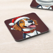 かわいいクリスマスの犬 コースター (左側)