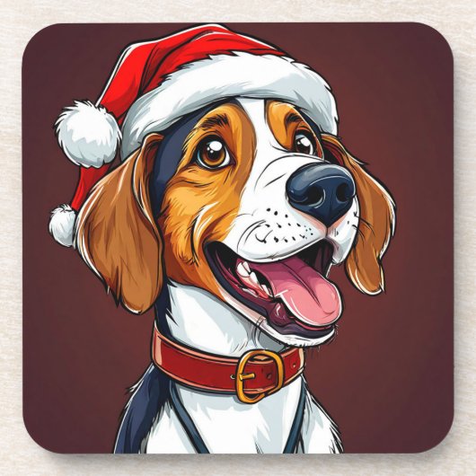 かわいいクリスマスの犬 コースター (正面)