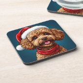 かわいいクリスマスの犬 コースター (左側)
