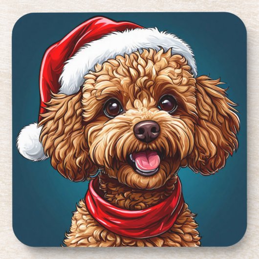 かわいいクリスマスの犬 コースター (正面)