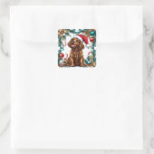 かわいいクリスマスの犬 スクエアシール (バッグ)