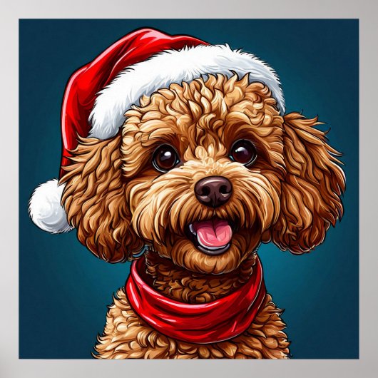 かわいいクリスマスの犬 ポスター (正面)