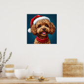 かわいいクリスマスの犬 ポスター (キッチン)