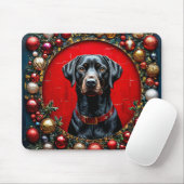 かわいいクリスマスの犬 マウスパッド (マウス)