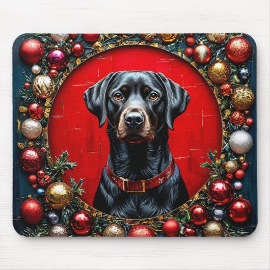 かわいいクリスマスの犬 マウスパッド (正面)