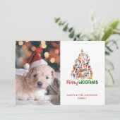かわいいクリスマスの犬 メリーウーフマス ペットの写真 シーズンカード (スタンド正面)
