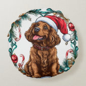 かわいいクリスマスの犬 ラウンドクッション (裏面)