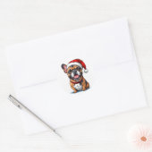 かわいいクリスマスの犬 ラウンドシール (封筒)