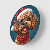 かわいいクリスマスの犬 ラウンド壁時計 (傾斜)
