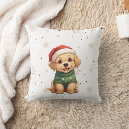 かわいいクリスマスの犬 - 祝祭的な子犬のクリスマス クッション