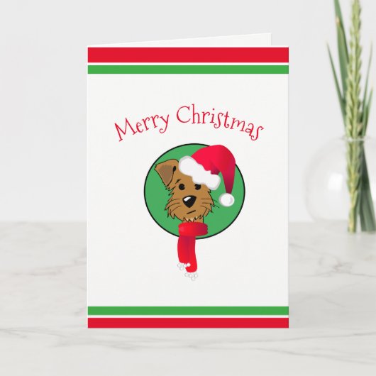 かわいいクリスマスの犬 (5" x 7) カード (正面)