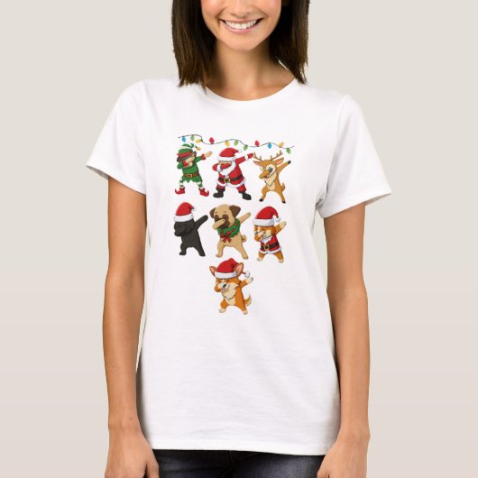 かわいいクリスマスの犬 Tシャツ (正面)