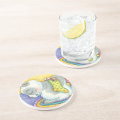 かわいいクリスマスの猫がネズミと一緒に靴下で寝ている コースター (側面)